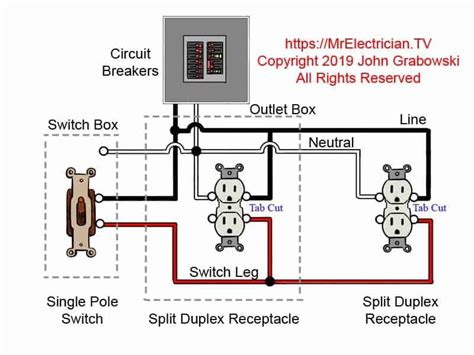 can i split a circuit in an electrical outlet box|split outlet wire diagram.